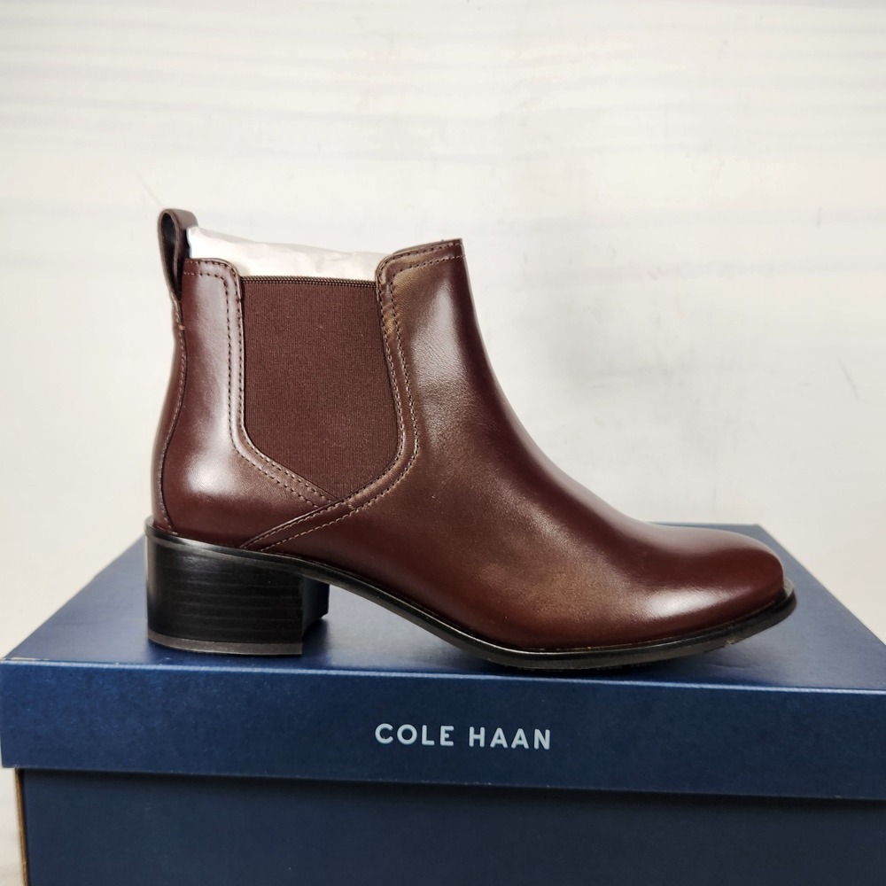 Cole Haan Cassie Chelsea Bootie Women Size 9 Brown Leather Slip Resistant Boots